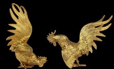 Antique - 2 Coqs De Combat -