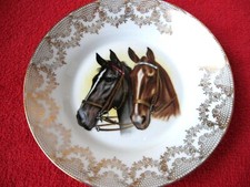 Assiette Porcelaine LIMOGES CHEVAUX - French Porcelain LIMOGES plate HORSES