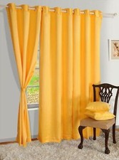 Neuf Polyester 2 Pièce Porte Rideau Set - Jaune, 1.2x2.1m