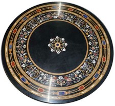 122cm x Marbre Centre Table Main Floral Incrustation Demi-Précieuses Pierres