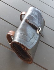 Ancienne sacoche / trousse à outils vélo cuir noir long 15,5 cm - vintage