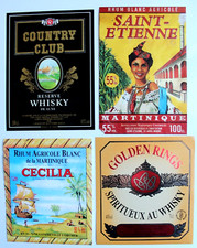 LOT  ETIQUETTES  RHUM   WHISKY