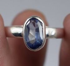 Bague d'anniversaire pour homme certifiée pierre précieuse ovale saphir bleu ...