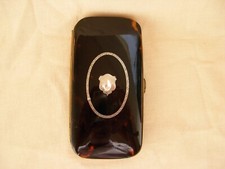 ANTIQUE FRENCH FAUX TORTOISE SHELL,LEATHER CIGAR CASE,LATE 19th CENTURY,