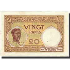 Billet, Madagascar, 20 Francs, 1937-1947, KM:37, SPL