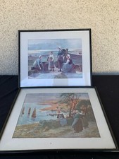 Deux tableaux encadrés, scènes basques m pasquier