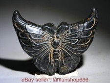 3" rare ancien chinois Hongshan culture météorite sculpture papillon pendentif