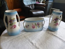 Garniture de cheminée ONNAING  faience Art Deco n° 822 -  2 Vases + 1 jardinière