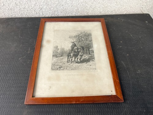 Gravure ancienne chemin de - gravure,