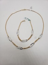 Parure pour Femmes Collier et Bracelet En or Jaune Blanc 18KT 11,2 Taille (6192)