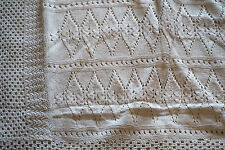 Vintage French Hand Made Cover Bed Coverlet Knit Crochet Cotton 78 x 68