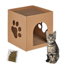 Niche chat cabane en carton grotte pour animaux 2 étages 600 g niche pour chat