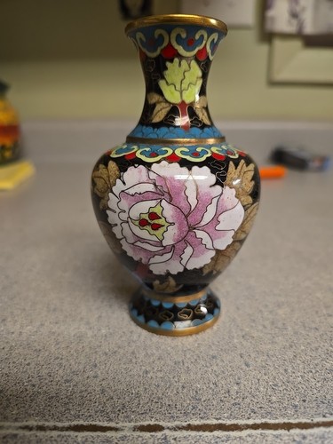 Vase chinois laiton émaillé - chinois,