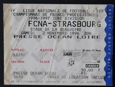 Ticket match FC NANTES STRASBOURG 2 Nov 1996 Tribune Loire Beaujoire Football