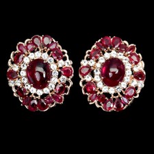 925 Argent Sterling Boucles Ovale Rubis 10x8mm Simulé Zircone Gemme Bijoux
