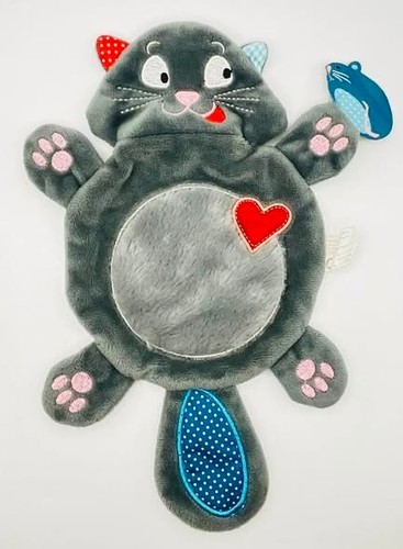 Doudou chat gris bouboule - bouboule, plat