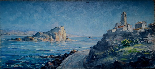 Tableau ancien corse village - tableau,