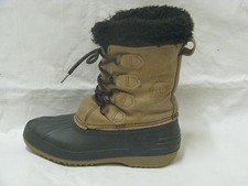 WOMENS BROWN SOREL BADGER WATERPROOF LEATHER SNOW WINTER DUCK BOOTS SZ 7