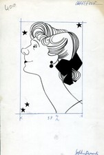 JAN MARA DESSIN ORIGINAL CARICATURE de l'actrice Sophie DESMARETS