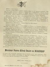 BEAUDRAP Denneville Gouberville FAIRE PART Cadouval Goussencourt Lalun 1902