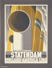 Original Art Deco Poster, Cassandre, Statendam, Liner Boat, Holland America 1928