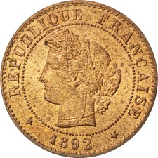 Monnaie, France, Cérès, Centime, 1892, Paris, SPL, Bronze, KM:826.1