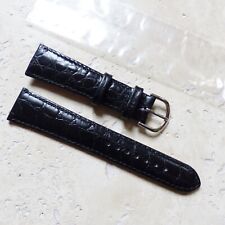 BRACELET de MONTRE en CUIR VERITABLE NOIR GRAIN CROCO 20mm NEUF