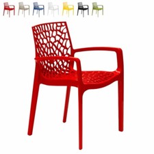 Chaise en Polypropylène avec Accoudoirs Fauteuil Design pour Jardin  Gruvyer Arm