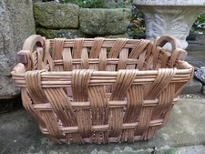 Grande Panière à Linge  Design 1950 poignées bois Bambou tressé 50X37X35cm haut
