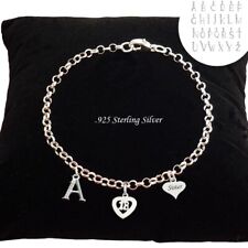 925 Argent Bracelet Chaîne, Gravé Cadeau pour Âge 16, 18 Ou 21. Any Lettre Charm