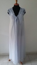 ANCIENNE CHEMISE DE NUIT ET DESHABILLE BLEUS NEUFS D'EPOQUE DENTELLE VANITY FAIR