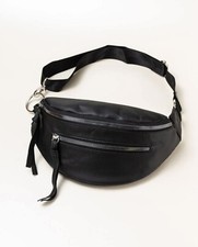 Sac Banane Noir 100% Similicuir Homme Femme Ceinture Neuf Sacoche Zippé FR Mode