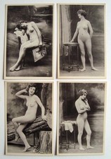 Lot de  4 CPA  ( dos muet )   /  Jeune femme nue  ( vers 1910 )