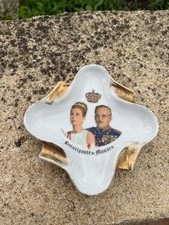 Vintage Cendrier en porcelaine Principauté de Monaco /Princesse Grace et Rainier