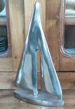 Ancienne Sculpture Bateau Voilier Chromé/Alu/ Design/objet Design 20 Ème Siècle 