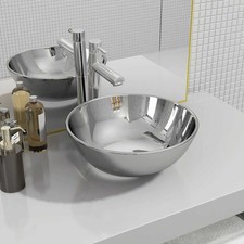 Lavabo de Salle de Bain Céramique Gris Clair Rond Vasque Lave-mains vidaXL