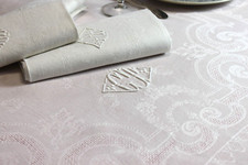 Service de table ancien en damassé - Nappe et 12 serviettes GT / 61121-09