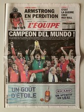 L'EQUIPE 12 JUILLET 2010 ESPAGNE CHAMPION DU MONDE - CAMPEON DEL MUNDO