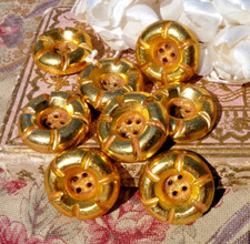 LOT 8 gros BOUTONS VINTAGES en MÉTAL DORÉ style HAUTE COUTURE années 80