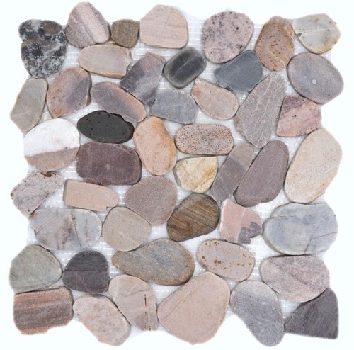 Mosaïque galets coupé beige - galets,
