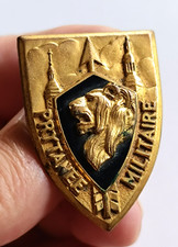Insigne militaire Prytanée Militaire lion doré vintage badge militaria