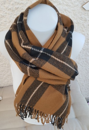 écharpe noire marron laine - Écharpe,