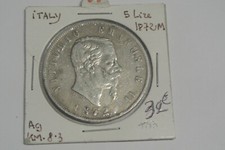 ITALIE VIC EMMA  II 5 LIRES ARGENT /SILVER 1872 M