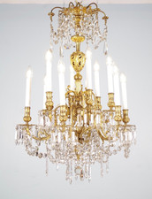 Lustre Napoléon III bronze et cristal