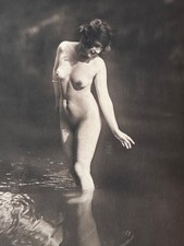 Ancienne photo portrait de femme Nue baigneuse reflet EAU J.  MANDEL ART DECO