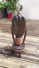 ANCIENNE LAMPE POULIE EN BOIS