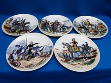 CREIL ET MONTEREAU SÉRIE DE 6 ASSIETTES PARLANTES NOS GLOIRES MILITAIRES FAÏENCE