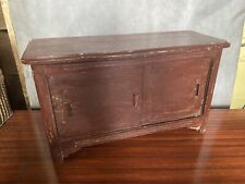 Ancien Meuble Buffet Poupée Bois Bordeaux Portes Coulissantes Vintage #B873