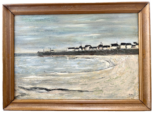 Huile sur panneau port - sur, de