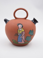 Gargoulette ou cantir en terre cuite décor de santon naïf de Henry Ann Guibert